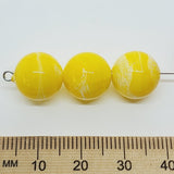 12mm Round (25) - Yellow - Vintage Pastel Marbled Effect Beads