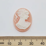 18x13mm Oval (1) - Facing Right - Peach & Ivory - Vintage Cameo