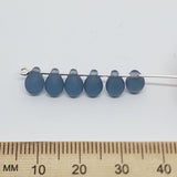 7x5mm Teardrop (25) - Indicolite Blue Frosted - Vintage Czech Glass Beads