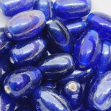 10x6mm Oval (50) - Transparent Sapphire Blue Lustre - Indian Glass Vintage Beads