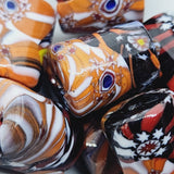 17mm Tube (5) - Orange w. Colours (Furnace-Wound) - Glass Vintage Replica Trade Beadsa