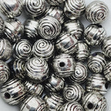 8mm Round (50) - Antique Silver - Vintage Metalised Beads