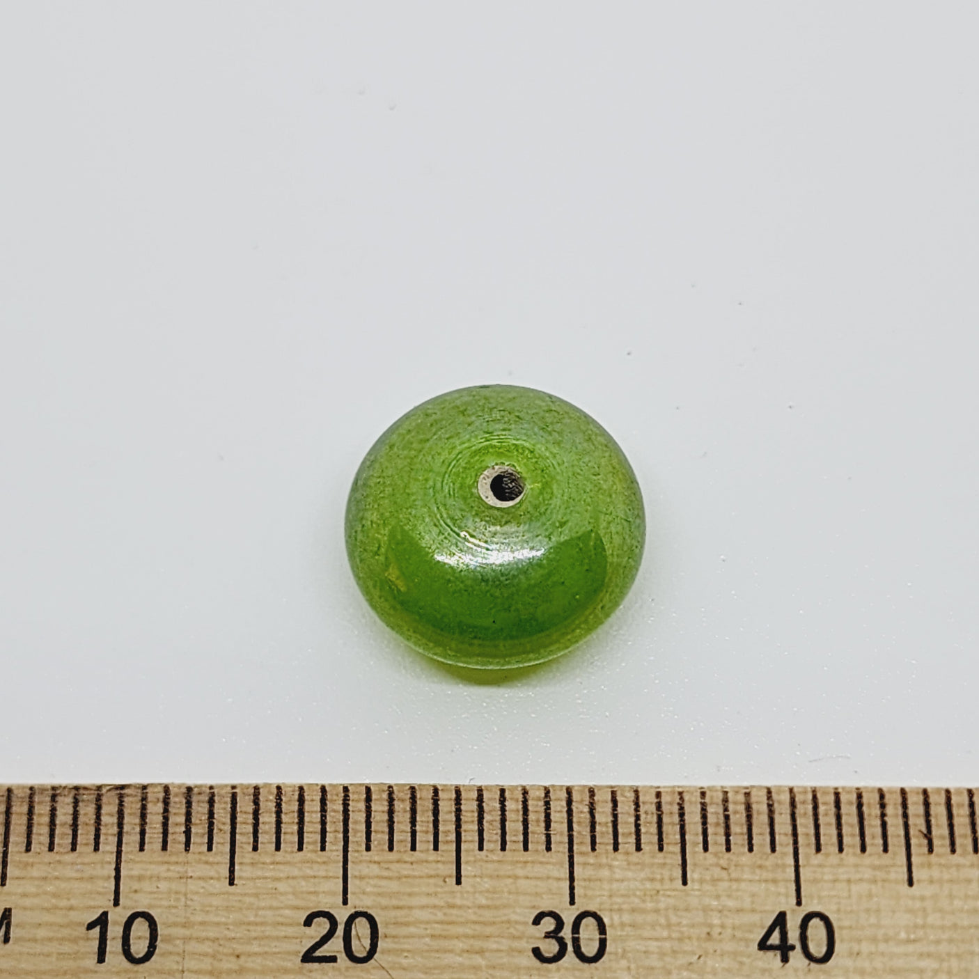 8x14mm Rondelle (25) - Transparent Green Lustre - Indian Glass Vintage Beads