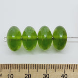 8x14mm Rondelle (25) - Transparent Green Lustre - Indian Glass Vintage Beads