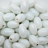 10x6mm Oval (50) - Opaque White Lustre - Indian Glass Vintage Beads