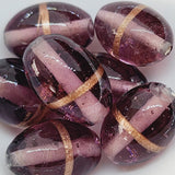 19x14mm Oval (10) - Light Amethyst Transparent w. Aventurine - Glass Vintage Replica Trade Lampwork Beads