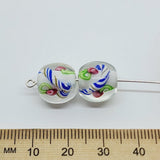 Candy Cane Bead (10) - White - Vintage Handmade Glass Lampwork Beads