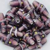 Candy Cane Bicone Bead (10) - Transparent Dark Amethyst - Vintage Handmade Glass Lampwork Beads