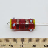 23x10mm Tube (5) - Red Transparent w. Aventurine - Vintage Indian Lampwork Beads