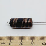 23x10mm Tube (10) - Black Opaque w. Aventurine & Red - Vintage Handmade Glass Lampwork Beads
