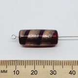 23x10mm Tube (10) - Red Transparent w. Aventurine - Vintage Handmade Glass Lampwork Beads - Bead Shack