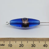 23x8mm Rice (10) - Transparent Blue w. Aventurine - Vintage Indian Lampwork Beads