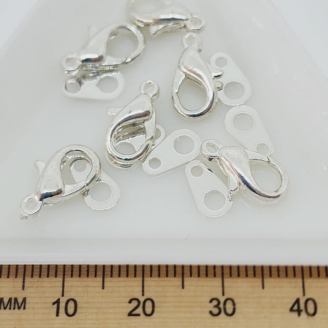 13mm Parrot Clasp & Tags (10) - Silver - Bead Shack