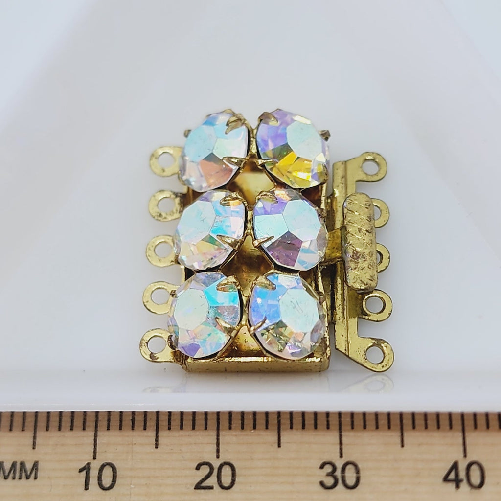 5 Loop Diamante Clasp (1) - Gold - Vintage - Bead Shack