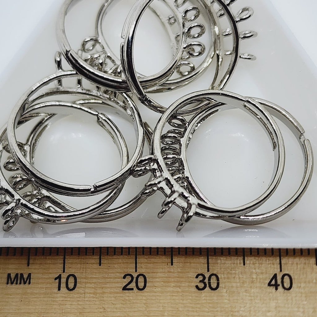 Ring Fitting w. 8 loops (2) - Nickel - Bead Shack