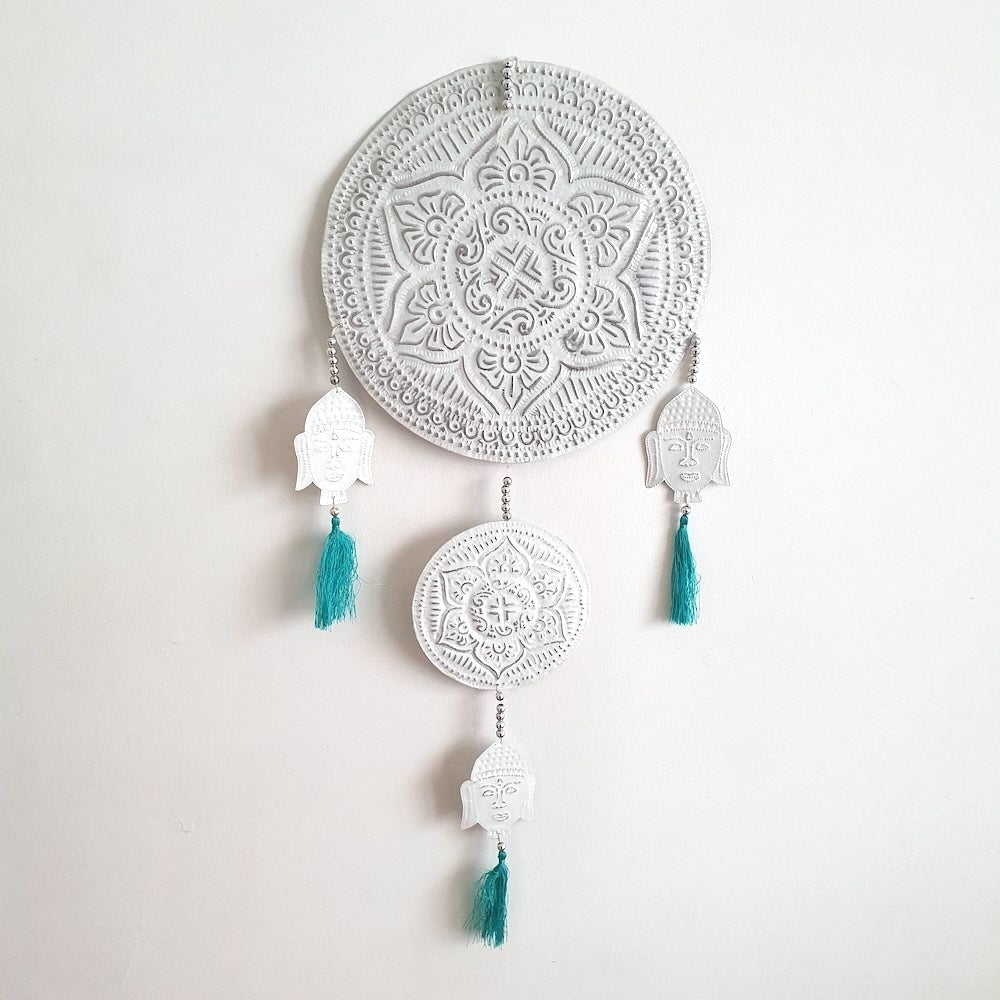 Pressed Metal Hanger Decoration - Mandala - White