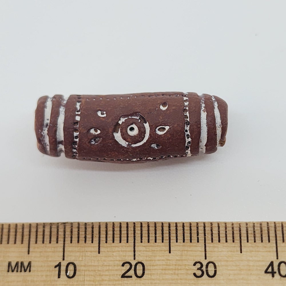 30~35mm Tube (10) - Brown Terracotta - Vintage Clay Beads