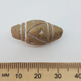 28x12mm Bicone w. Lines & Triangles (10) - Light Antique Gold - Vintage Clay Beads