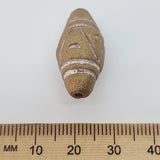 28x12mm Bicone w. Lines & Triangles (10) - Light Antique Gold - Vintage Clay Beads