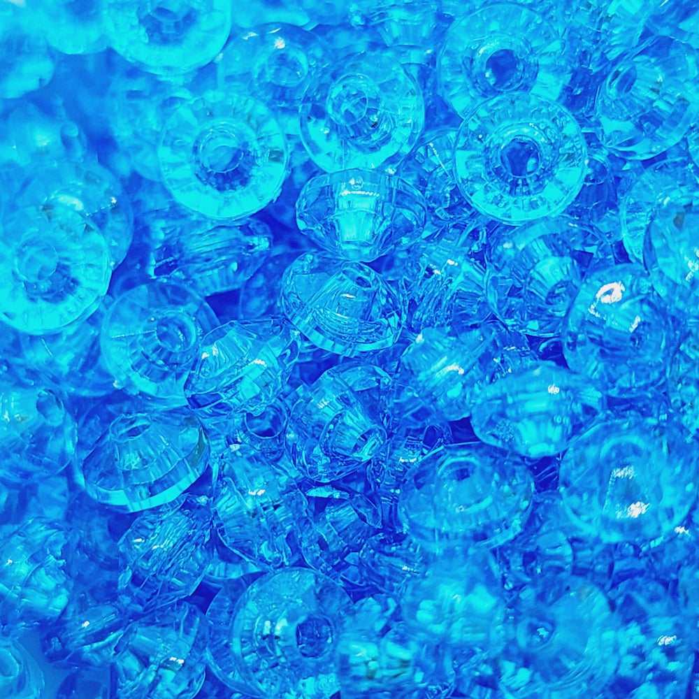 Turquoise Transparent - 4x6mm Faceted Rondelles (100) - Acrylic Fun Beads