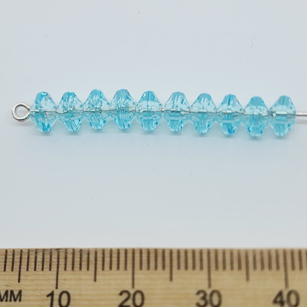 Light Turquoise Transparent - 4x6mm Faceted Rondelles (100) - Acrylic Fun Beads