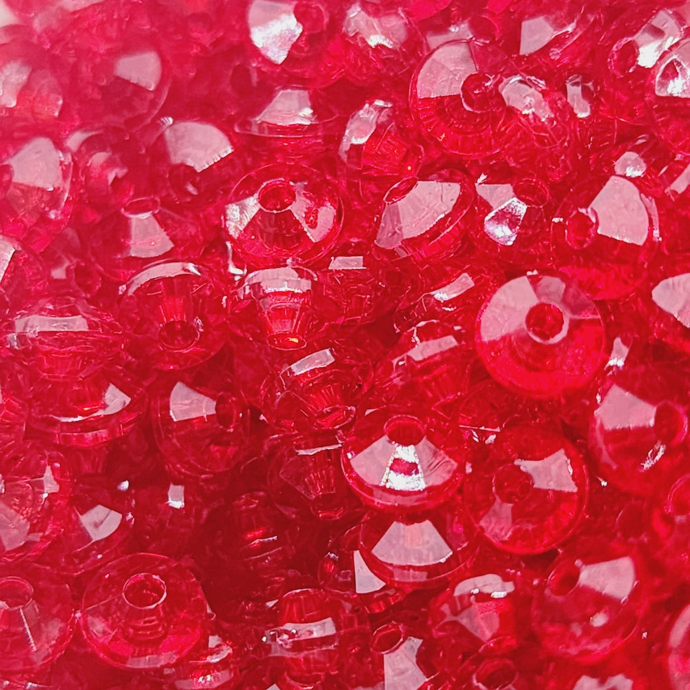 Ruby Red Transparent - 4x6mm Faceted Rondelles (100) - Acrylic Fun Beads