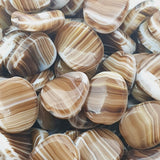 12x10mm Flat Twist (10) - Dark Brown/White Swirl - Vintage Czech Glass Beads