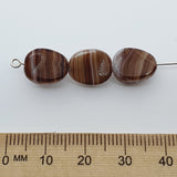 12x10mm Flat Twist (10) - Dark Brown/White Swirl - Vintage Czech Glass Beads