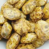 15x13mm Shield (100) - Brown Picasso - Vintage Czech Glass Beads