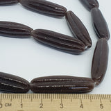 Starfruit Long - Chocolate Brown Opaque - Java Glass Lampwork Beads - (1 strand)