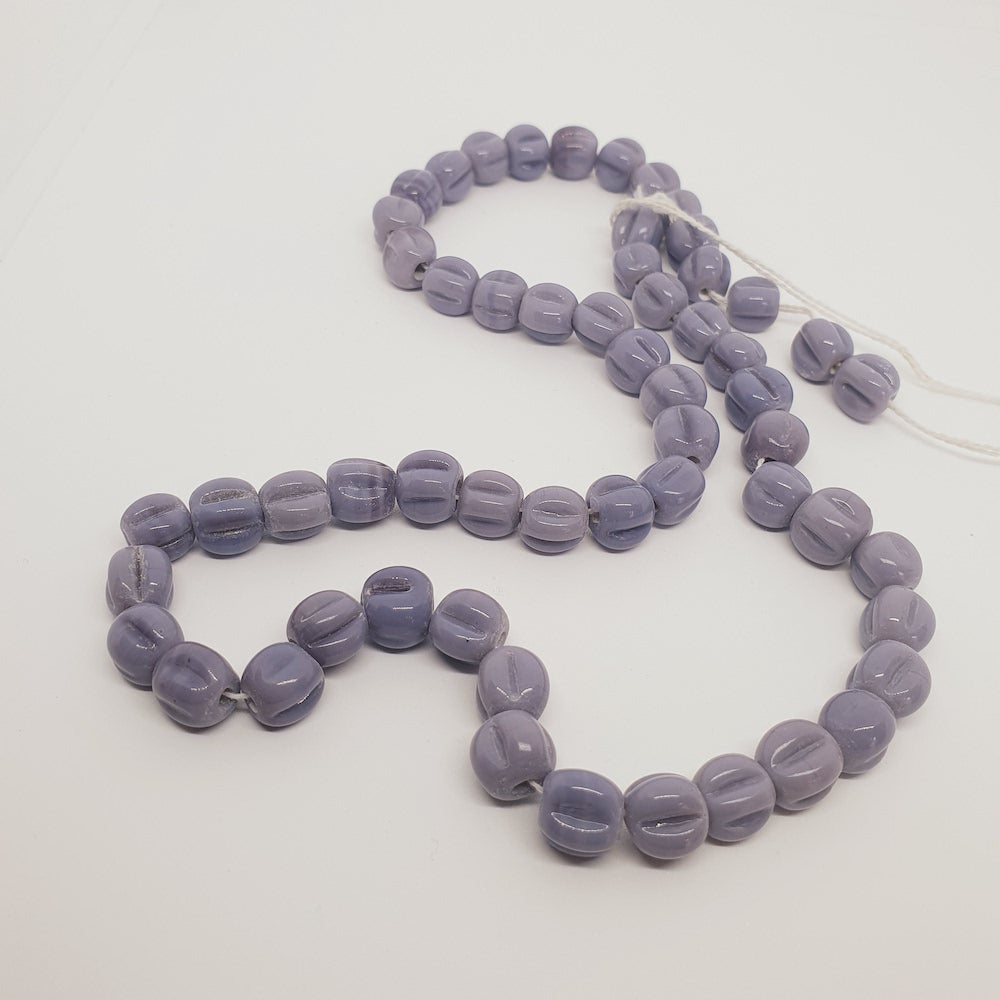 Melons - Light Purple Opaque - Java Glass Lampwork Beads - (1 strand)