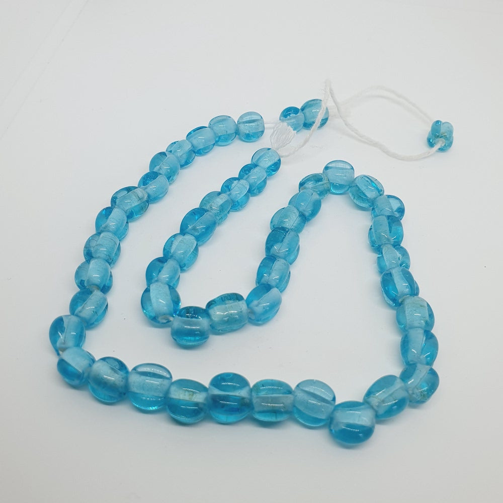 Melons - Light Blue Transparent - Java Glass Lampwork Beads - (1 strand)