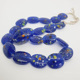 22x15mm Flat Oval - Transparent Blue - Java Glass Beads - (1 strand)