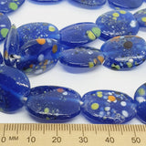 22x15mm Flat Oval - Transparent Blue - Java Glass Beads - (1 strand)