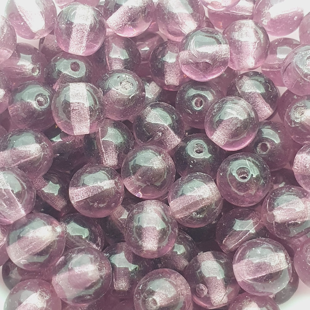 6mm Round (50) - Amethyst Transparent - Vintage Czech Glass Beads