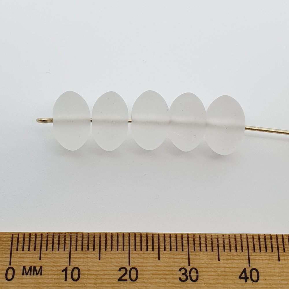 7x11mm Rondelle (10) - Clear Transparent Frosted - Vintage Czech Glass Beads