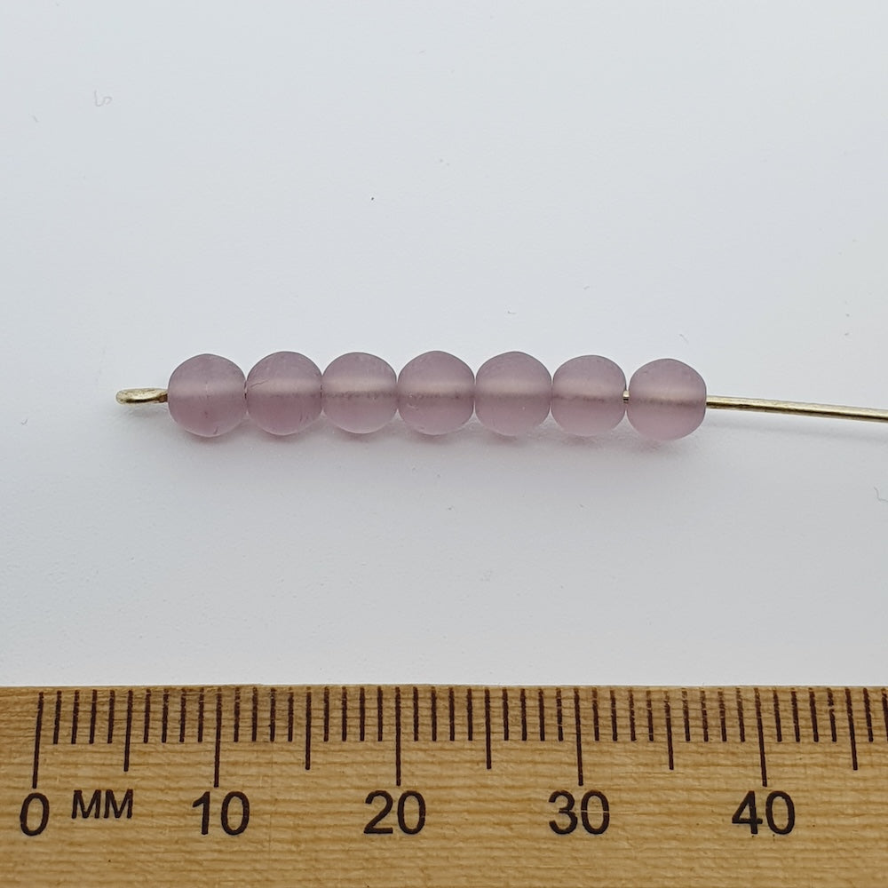 5mm Round (50) - Light Amethyst Frosted - Vintage Czech Glass Beads