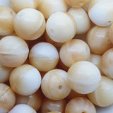 10mm Round (10) -  Caramel/White Swirl - Vintage Czech Glass Beads