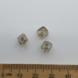 6mm Cube (25) - Clear Transparent w. Gold - Vintage Czech Glass Beads