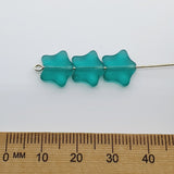 12mm Star (10) - Aqua Transparent Frosted - Vintage Czech Glass Beads
