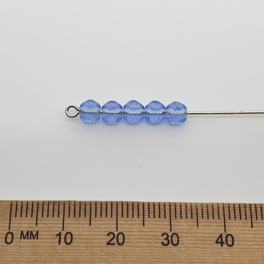 5mm Round Facet Czech Glass Beads (50) - Water Blue Transparent - Bead Shack