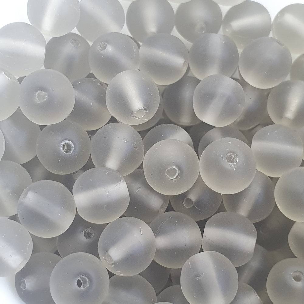 6mm Round (50) - Grey Matte - Vintage Czech Glass Beads