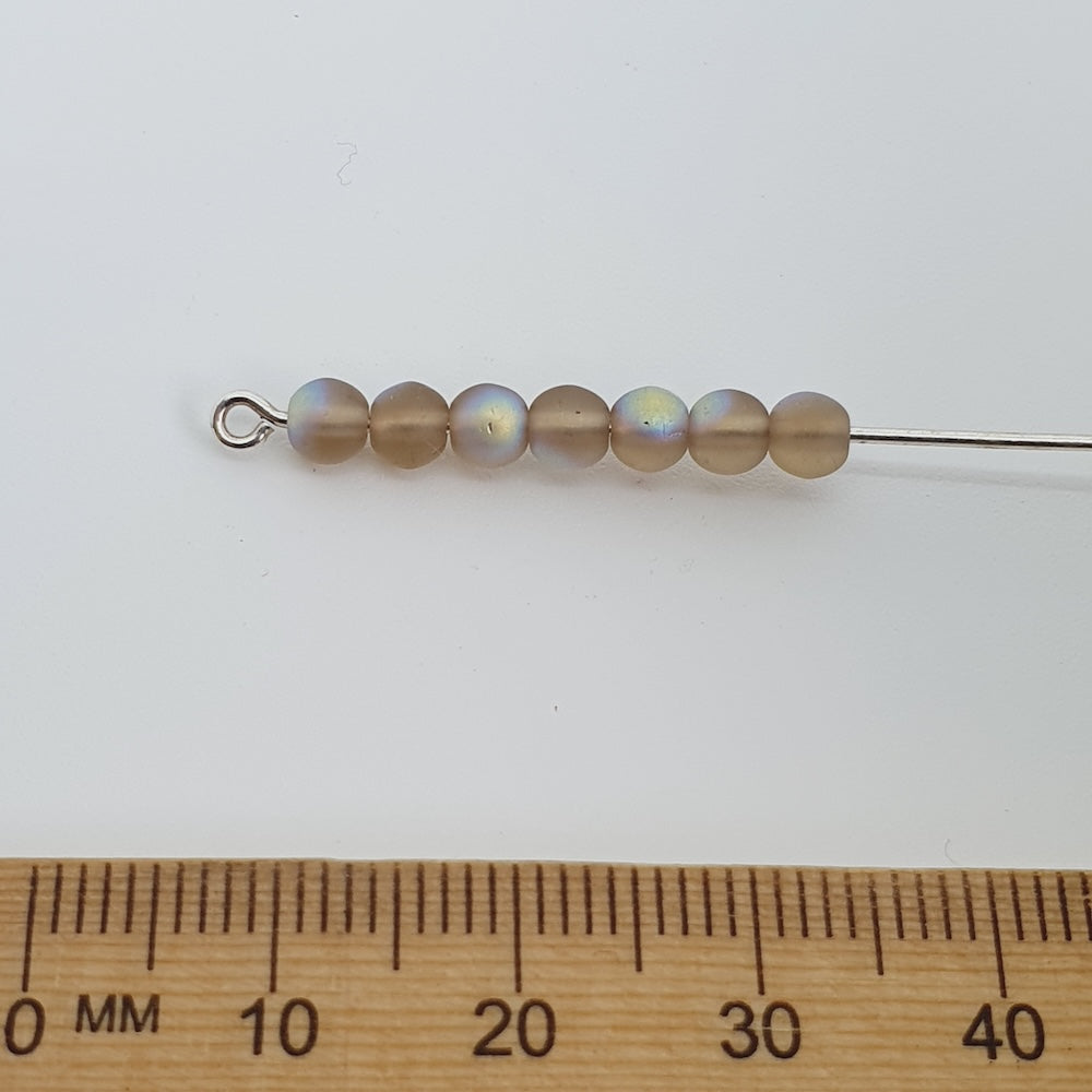 4mm Round (100) - Caramel Frost AB - Vintage Czech Glass Beads - Bead Shack