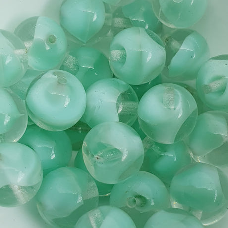 10mm Round Czech Glass Beads (25) - Mint Green Givre - Bead Shack