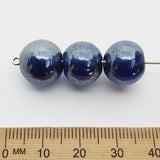 12mm Round (25) - Transparent Blue Lustre - Indian Glass Vintage Beads