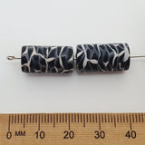 18mm Tube Fimo Beads (10) - Animal Print Black
