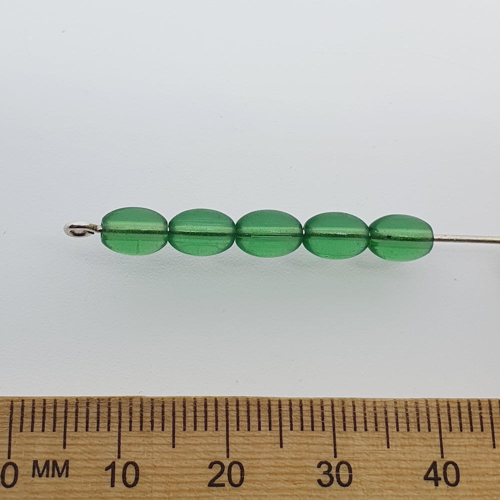 7x4mm Rice (100) - Transparent Green - Glass Bead