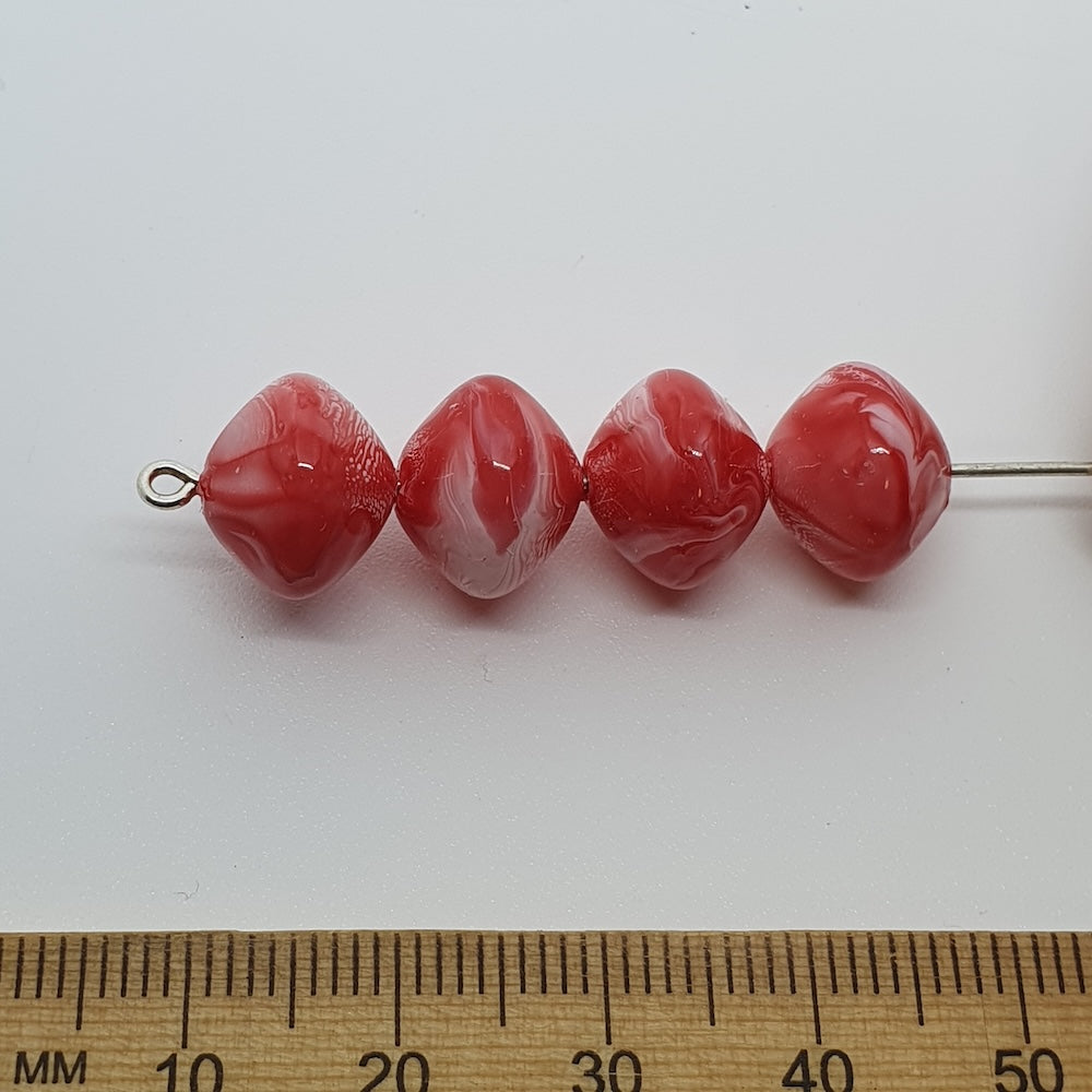 10x12mm Rondelle (50) - Watermelon - Vintage Pastel Marbled Effect Beads