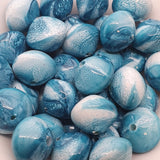 10x12mm Rondelle (50) - Blue - Vintage Pastel Marbled Effect Beads