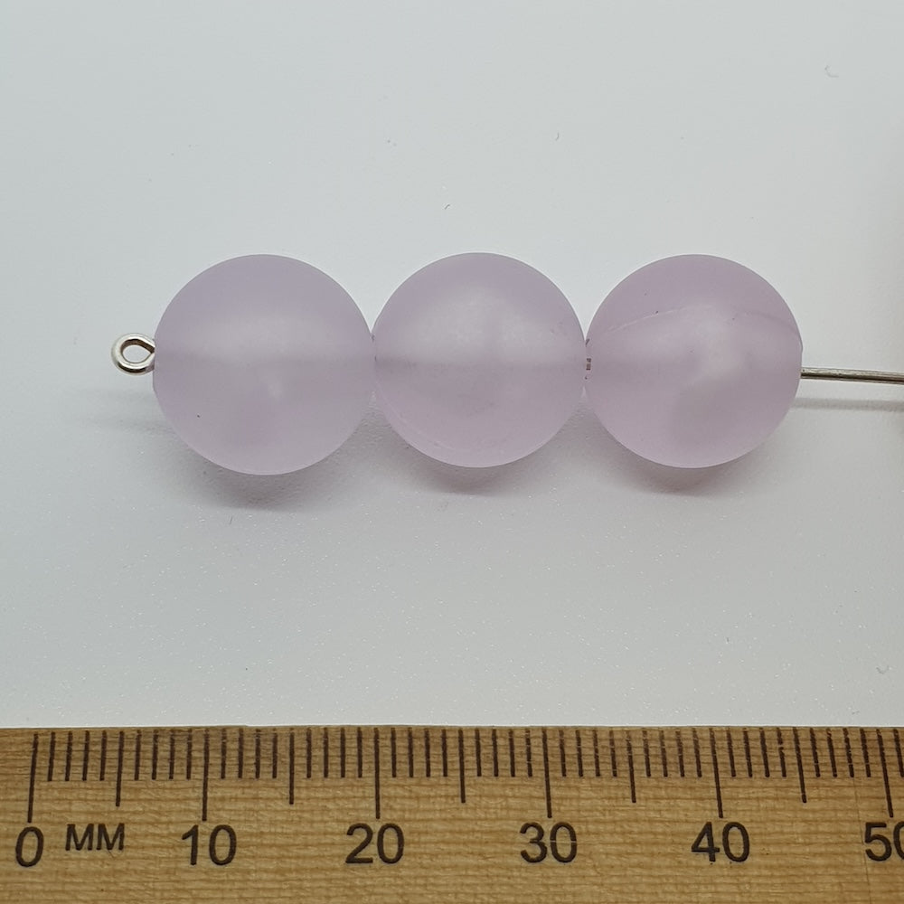 14mm Round (25) - Light Purple Frosted -  Vintage Acrylic Beads